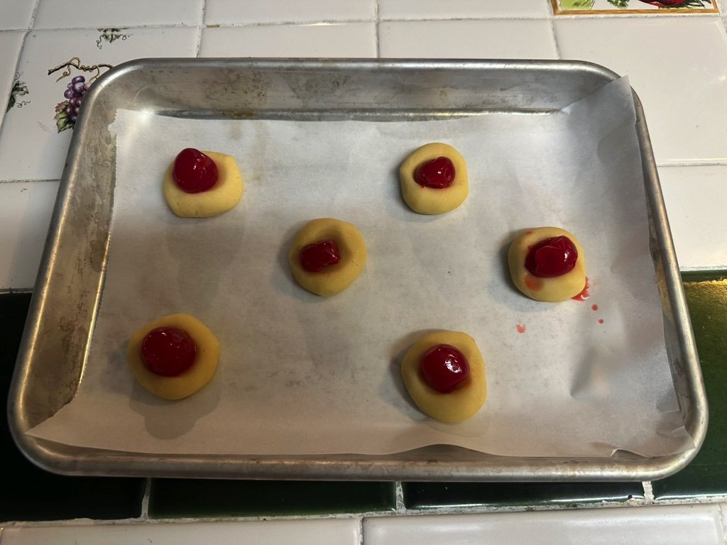 Cherries in, ready for the fridge